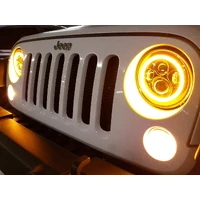 97-18 Jeep Wrangler TJ/JK Axial Halo Headlights w/ DRL Amber Signals- Black Hsng (Clear Lens)