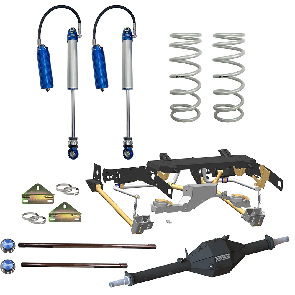 Superior Weld in Coil Conversion VSB14 Approved 2 Inch (50mm) Lift Kit with Track Corrected Chromoly Diamond Diff Housing w/2.5 Remote Reservoir Shocks (Rear Only) Suitable For Toyota LandCruiser 79 Series Gen 1 (Non-VSC Models) - SUP-RR25-79CCW-TCDD2ROKIT