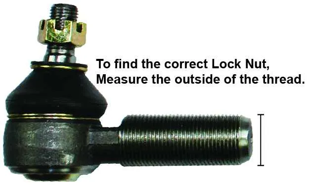 Tierod displaying lock nut thread measurement area