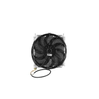 Trans Oil Cooler - 280 x 255 x 19mm 5/16" Hose Barb suits 11" SPAL Fan, Temp Switch Boss
