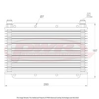 Trans Oil Cooler - 280 x 150 x 19mm -8 AN fittings Raw