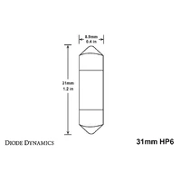 31mm HP6 LED Bulb LED Cool White Pair
