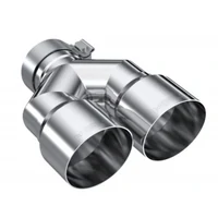 3in ID / Dual 4in OD Out Staggered L 9.37in / R 9.87in Single Wall T304 SS Univ Exhaust Tip
