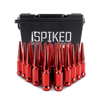 Steel Spiked Lug Nuts M12 x 1.5 24pc Set Red