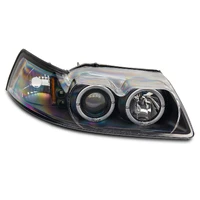 99-04 Ford Mustang Dual LED Halo Projector Headlights- Black Housing (Clear Lens)