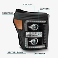 11-16 Ford F-250 SD PRO-Series Projector Headlights Plank Style Design Black w/Seq Signal