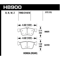 16-17 Honda Civic HPS 5.0 Rear Brake Pads