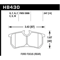 00-07 Ford Focus HPS 5.0 Rear Street Brake Pads