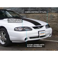 94-98 Mustang Axial Series Cobra Style Headlights- Black Housing (Clear Lens)