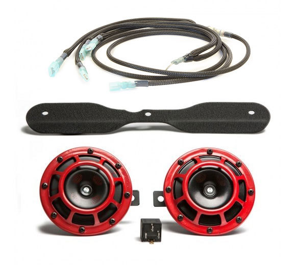  HELLA 003399801 Supertone 12V High Tone/Low Tone Twin Horn Kit  with Red Protective Grill, 2 Horns : Automotive