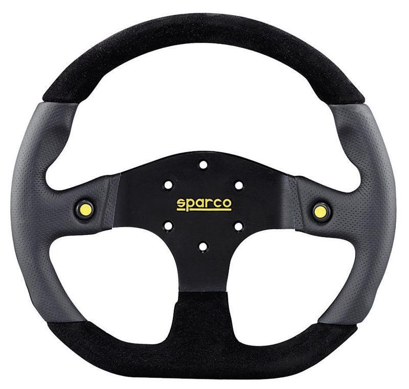 Sparco Street Series Steering Wheels 015TMG22TUV Wheel, Series, 3-spoke, Black/Gray Grip, Black Aluminum Spokes, 12.992 in. Diameter, 6-bolt Mount, Each