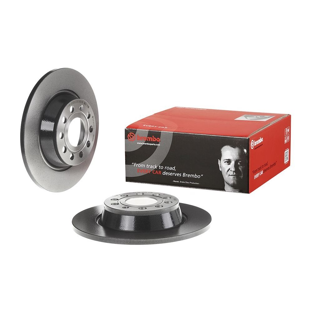 Brembo Premium UV Coated Brake Rotors 08.A202.11 Rotor, Brembo, Solid, Solid Surface, 11.1 in. Diameter, Iron, UV-Coated, Audi, Each