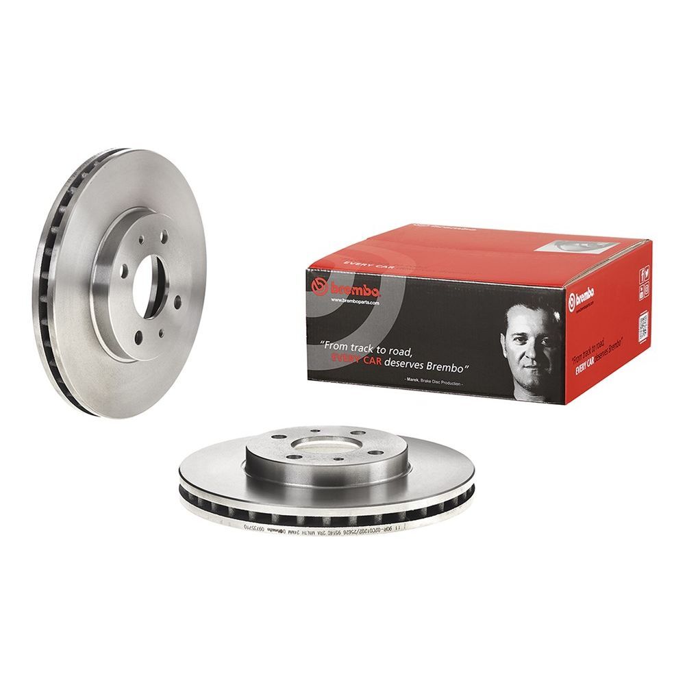 Brembo Premium UV Coated Brake Rotors 09.7357.10 Rotor, Brembo, Vented, Solid Surface, 10.12 in. Diameter, Iron, UV-Coated, for Nissan, Each