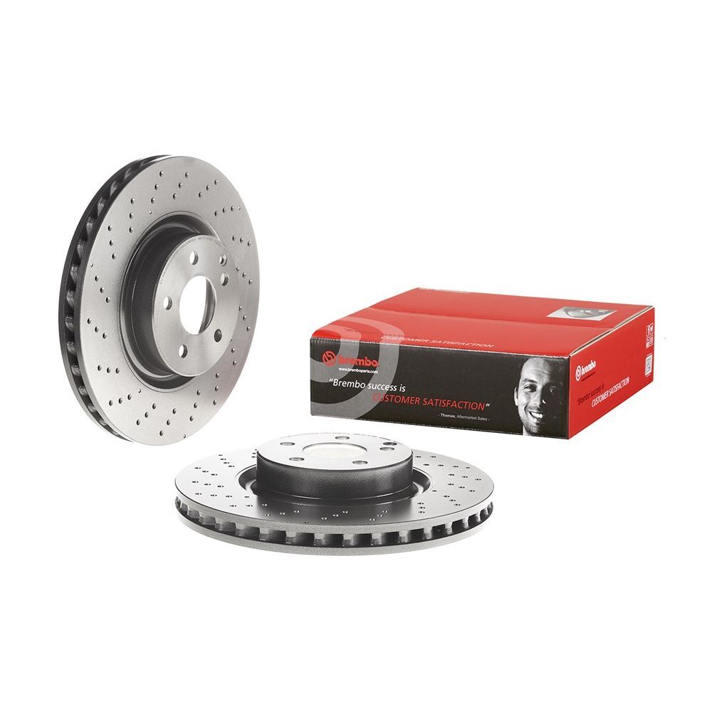 Brembo Premium UV Coated Brake Rotors 09.A732.11 Rotor, Brembo, Vented, Cross-Drilled Surface, 13.19 in. Diameter, Iron, UV-Coated, Mercedes-Benz, Each