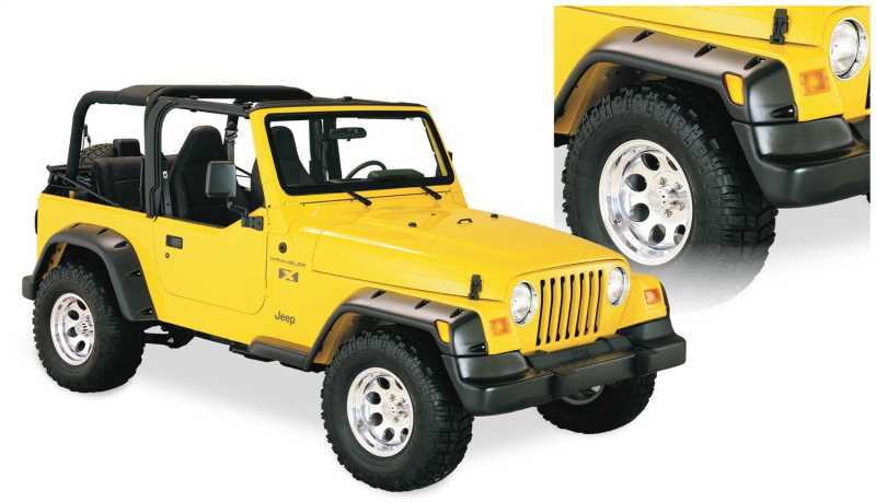 Bushwacker Pocket-Style Fender Flares 10913-07 Flares, Pocket Style, Euro Rubicon® Conversion, Front, Rear, Black, Dura-Flex, Jeep, Set of 4 thumbnail 6