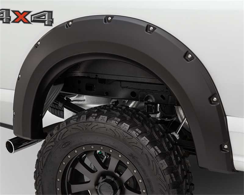 Bushwacker Max Coverage Pocket Style Fender Flares 40090-02 Flares, Style, Rear, Dura-Flex Thermoplastic, Black, Chevy, Pair thumbnail 2