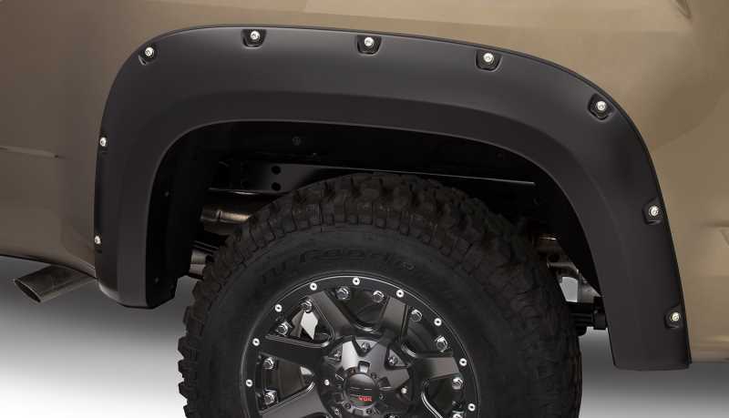 Bushwacker Pocket-Style Fender Flares 40142-02 Flares, Pocket Style, Rear, Dura-Flex Thermoplastic, Black, GMC, Pair thumbnail 2