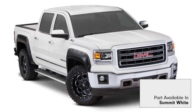 Bushwacker Pocket-Style Fender Flares 40909-14 Flares, Pocket Style, Front, Rear, Summit White, Thermoplastic, GMC, Sierra 1500, Set of 4 thumbnail 2