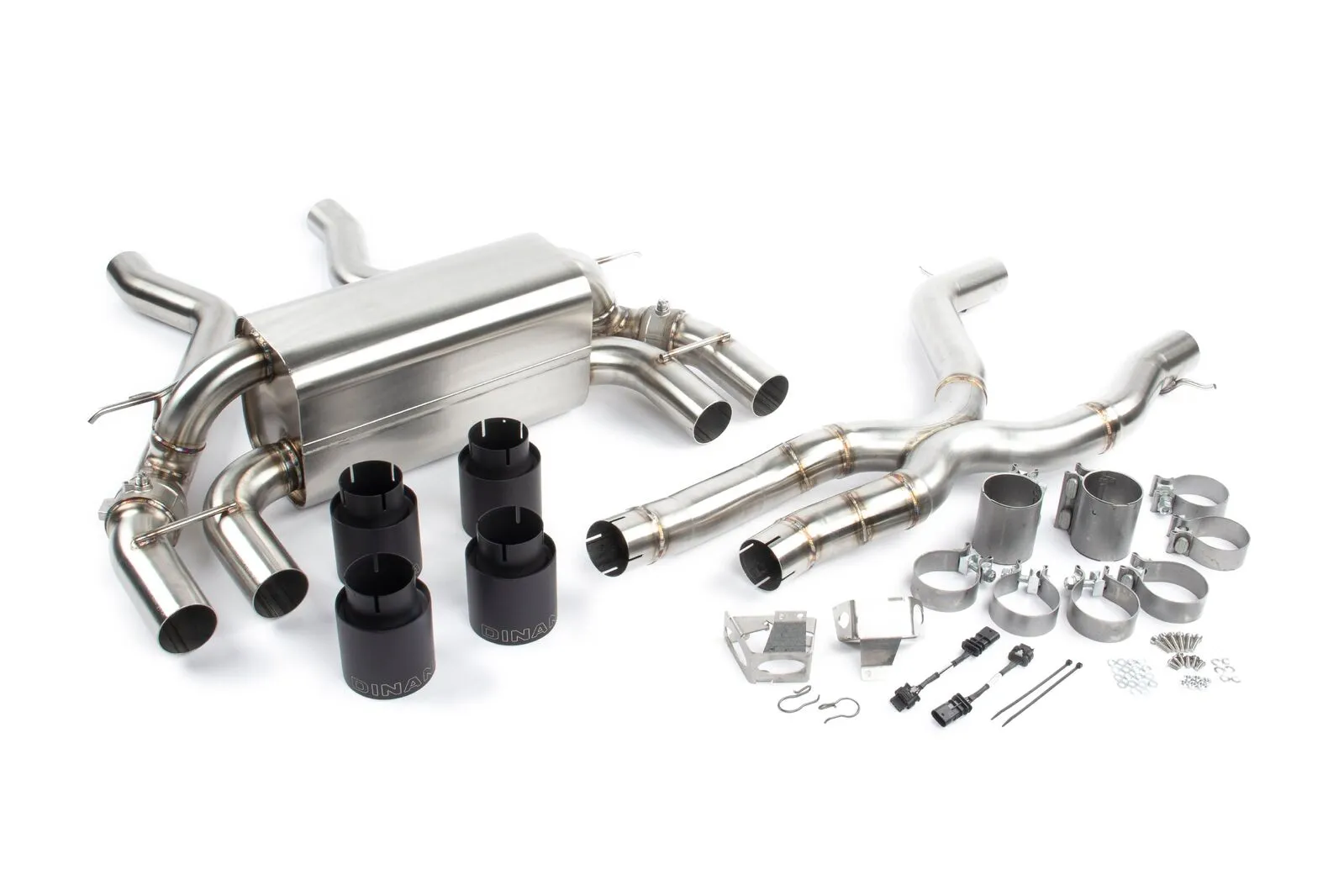 Dinan Free Flow Stainless Exhaust Systems D660-0082-BLK Systems, Stainless, Rear Axle-back, Dual In/Four Out, Steel, Natural, Split Rear Exit, Black Tips, BMW, 3.0L, Kit thumbnail 7