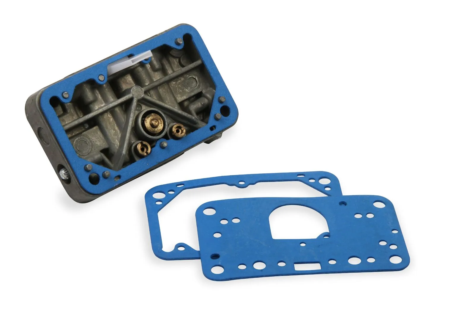 Holley Replacement Metering Blocks 134-280 Blocks, Carburetor, Replacement, Cast Aluminum, Gold Finish, Gaskets, for NASCAR Carburetor, 0-80583-1, 500 cfm, 2-Barrel, Each thumbnail 4