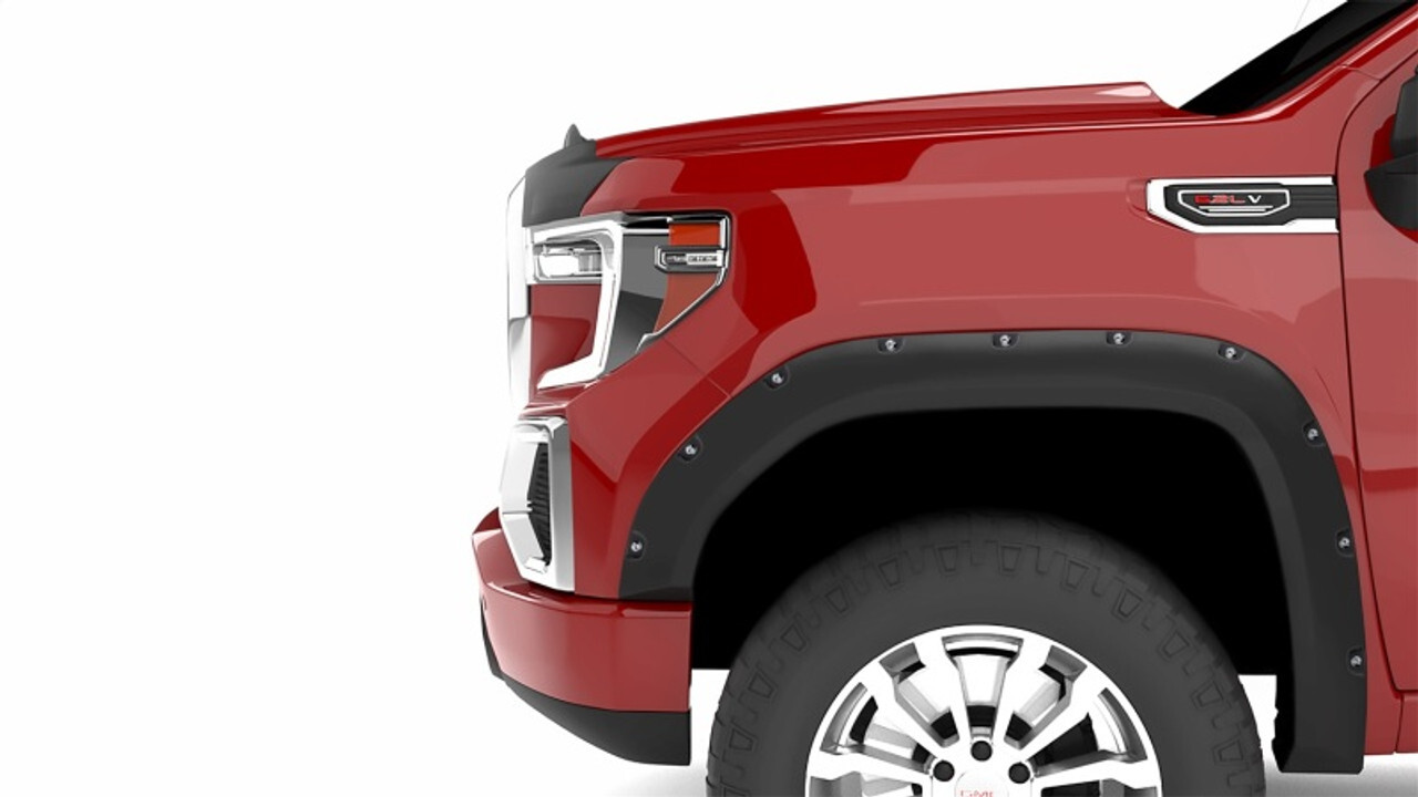 LUND RX-Rivet Style Fender Flares for 2019-2024 SIERRA 1500, 2022 1500 LIMITED - RX130S Flares, Style, Front and Rear, Smooth, Black, Thermoplastic, GMC, Set of 4 thumbnail 2