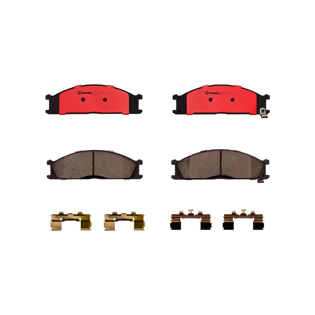 Brembo NAO Ceramic Brake Pads P24026N Pads, Brembo, Ceramic, Integrally Molded, Shims, with Hardware, For Nissan, Set