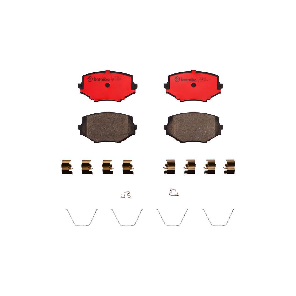 Brembo NAO Ceramic Brake Pads P49020N Pads, Brembo, Ceramic, Integrally Molded, Shims, with Hardware, Mazda, Set thumbnail 3