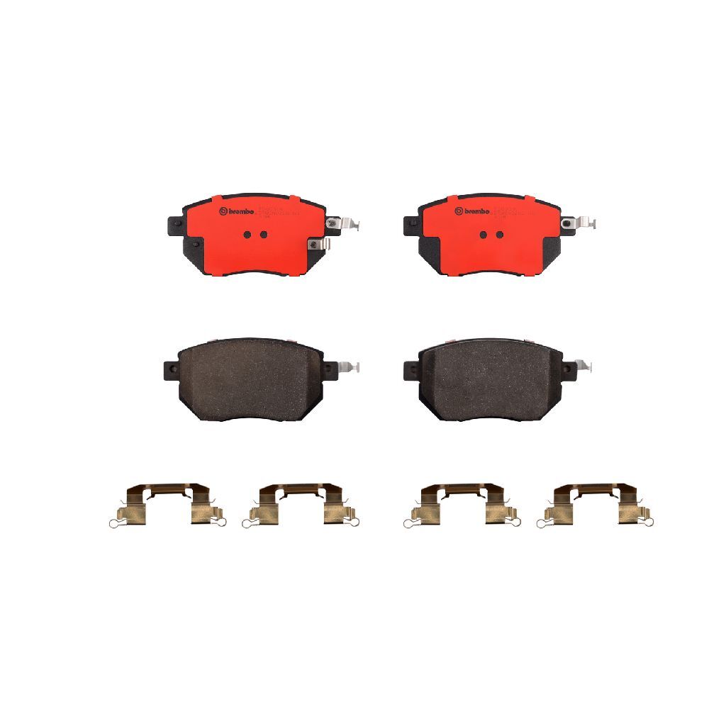 Brembo NAO Ceramic Brake Pads P56051N Pads, Brembo, Ceramic, Integrally Molded, Shims, with Hardware, For Infiniti, Set