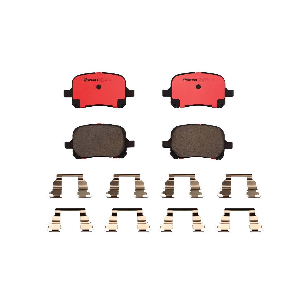 Brembo NAO Ceramic Brake Pads P83040N Pads, Brembo, Ceramic, Integrally Molded, Shims, with Hardware, Lexus, Set