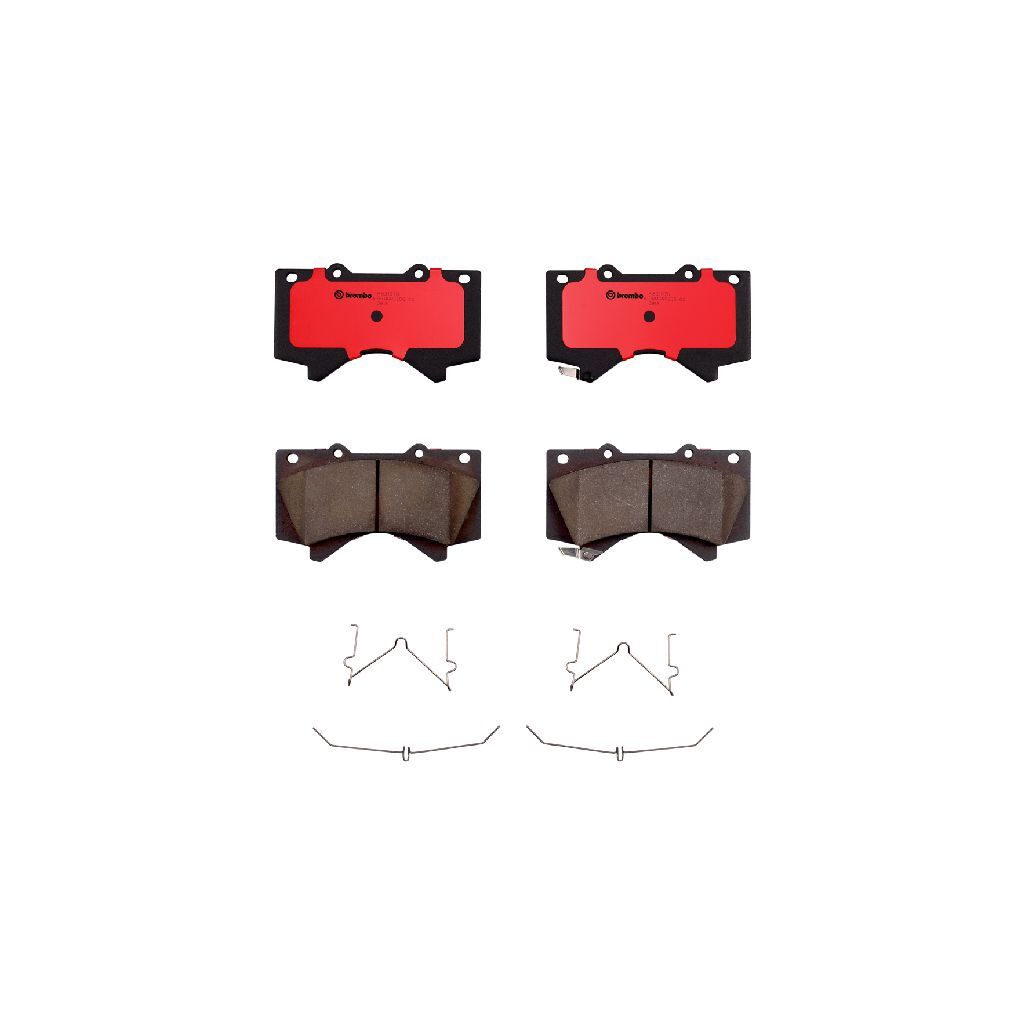 Brembo NAO Ceramic Brake Pads P83107N Pads, Brembo, Ceramic, Integrally Molded, Shims, with Hardware, Lexus, Set