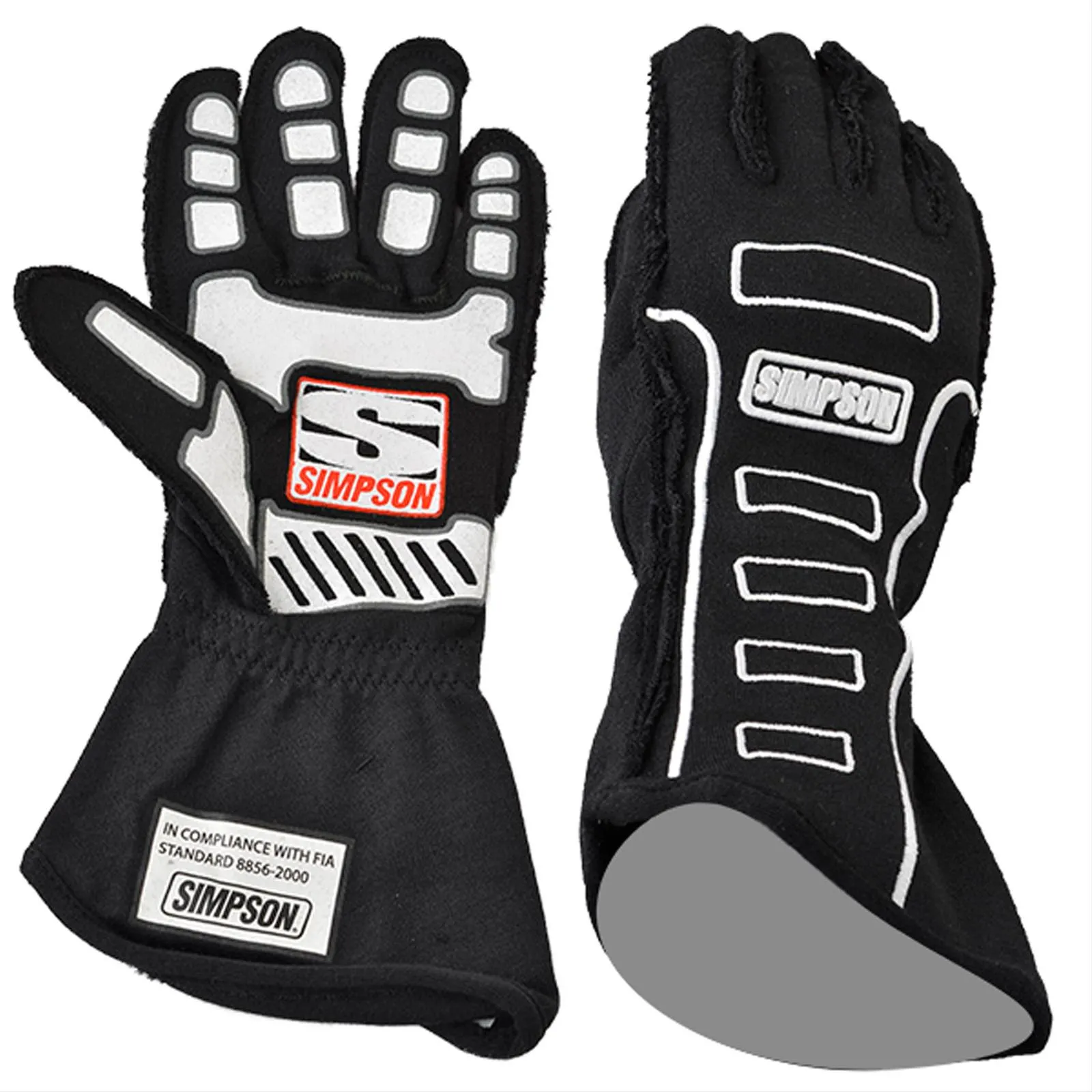 Simpson Competitor Racing Gloves 21300LK-O Driving Gloves, Racing, Double Layer, Nomex®, Black, SFI 3.3/5, Seams On the Outside of the Gloves, Large, Pair thumbnail 4