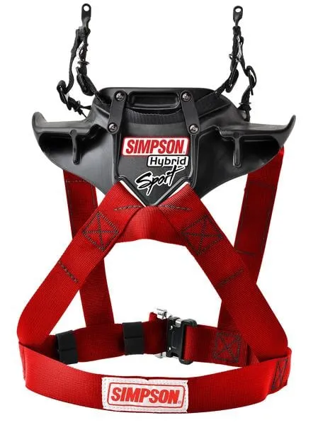 Simpson Racing Head and Neck Restraint Systems HSLRG11SASR HYBRID SPORT LG ST SAS RED thumbnail 3