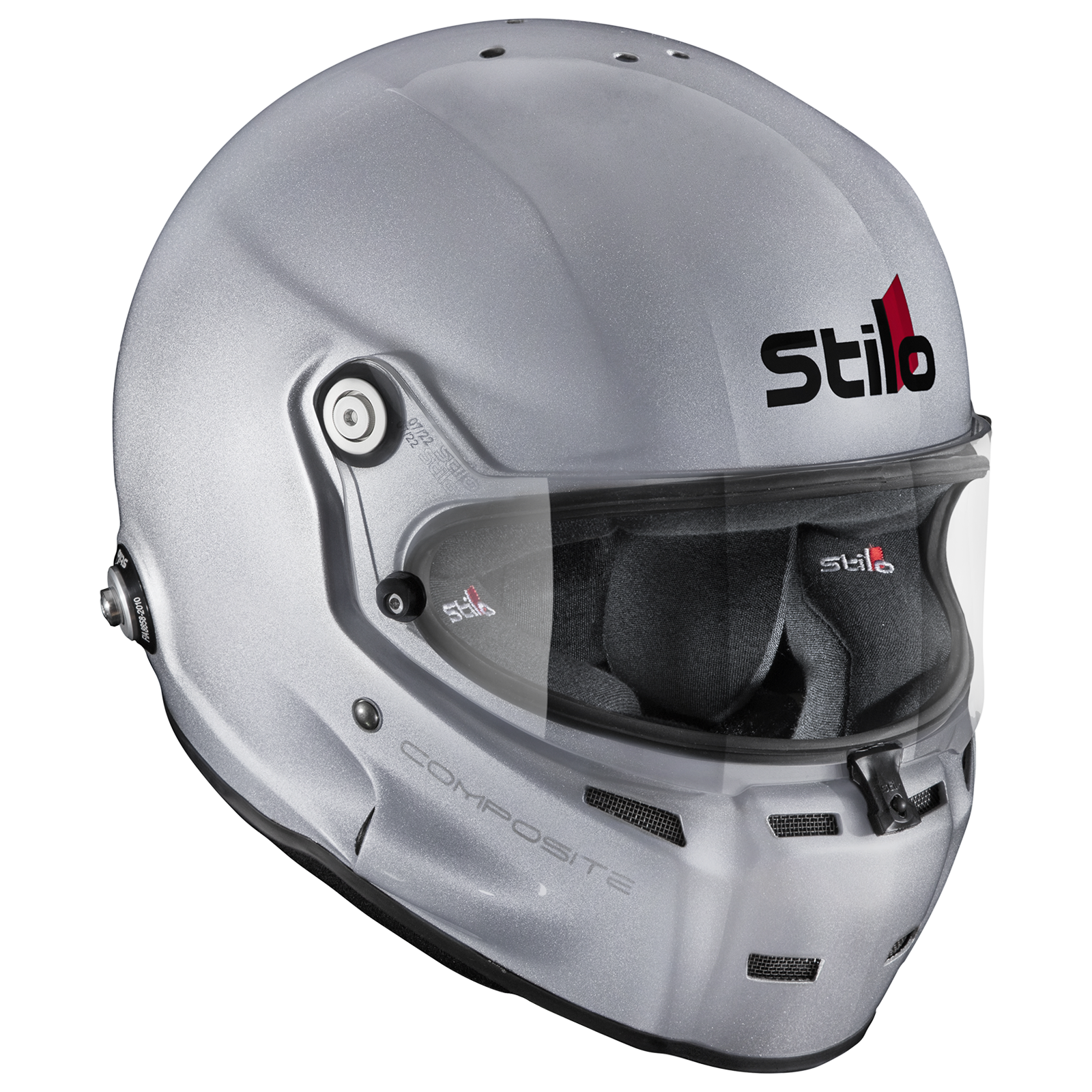Stilo ST5 GT Composite Helmets AA0700AF2T61 Helmet, Composite, Full, Matte Silver, Clear Shield, Snell SA2020/FIA 8859-2020, EPS Liner, No Graphic, X-Large, Each thumbnail 5