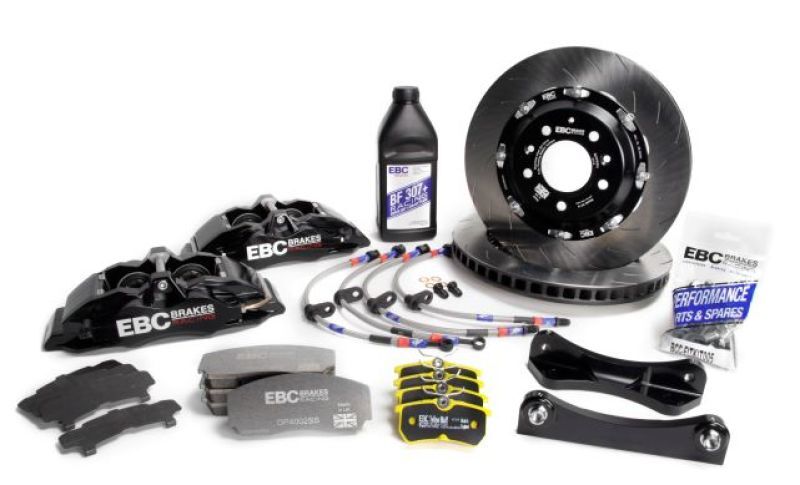 EBC Racing 15-17 Ford Fiesta (Mk7) Black Apollo-4 Calipers 300mm Rotors Front Big Brake Kit thumbnail 7
