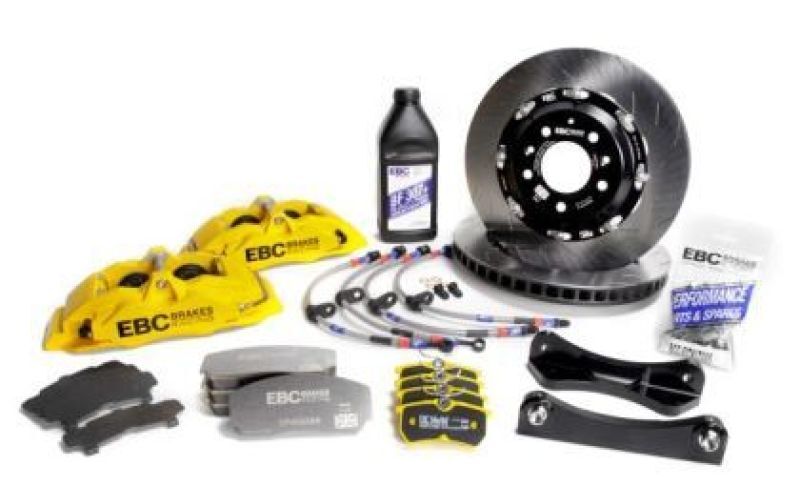 EBC Racing 04-09 Honda S2000 AP2 Yellow Apollo-4 Calipers 330mm Rotors Front Big Brake Kit thumbnail 7