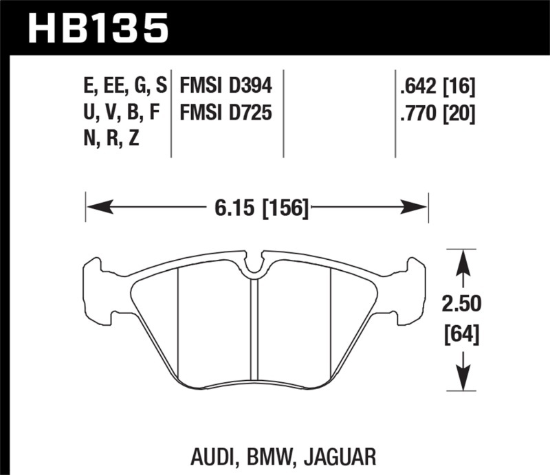 Hawk Performance HPS Brake Pads HB135F.642 Pads, Ferro-Carbon, HPS, Front, Audi, BMW, Jaguar, Set