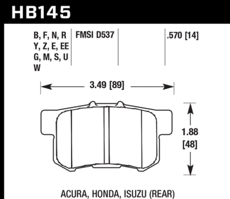 Hawk Honda/Acura/Suzuki ER-1 Endurance Racing Brake Pads (Track Only) thumbnail 6