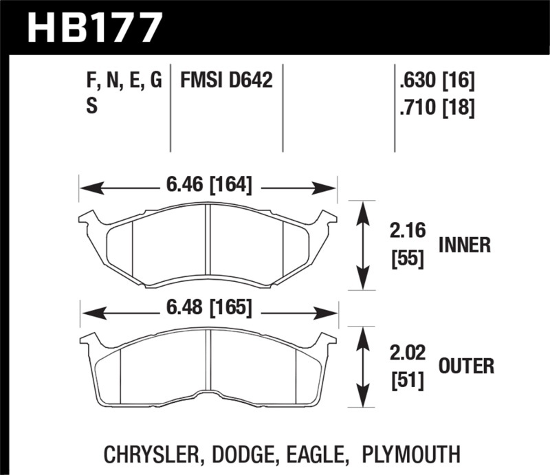 Hawk Performance HT 10 Racing Brake Pads HB177S.630 Pads, Ferro-Carbon, 10, Front, Dodge, Plymouth, Neon, Set