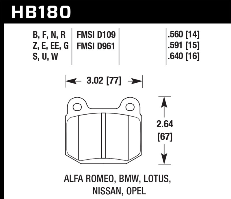 Hawk Performance DTC 60 Brake Pads HB180G.640 Pads, 60, Ferro-Carbon, Front, Alfa Romeo, BMW, Set thumbnail 3