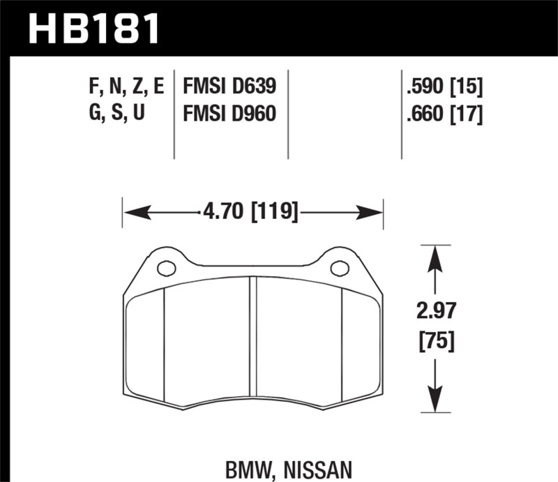 Hawk Performance DTC 70 Brake Pads HB181U.590 Pads, Ferro-Carbon, 70, Front, BMW, Ferrari, Lamborghini, Maserati, Set