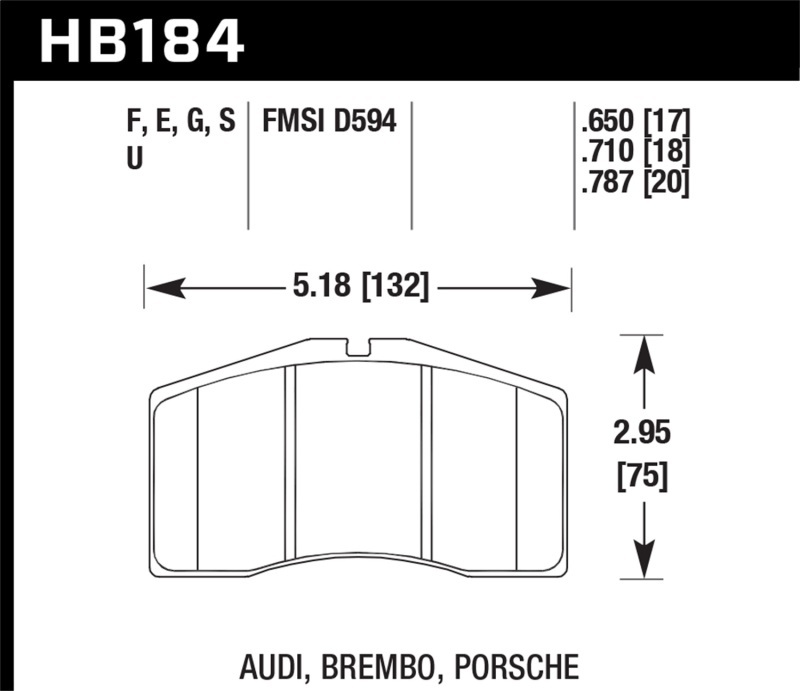 Hawk Performance HT 10 Racing Brake Pads HB184S.650 Pads, Ferro-Carbon, 10, Front, Audi, Porsche, Set thumbnail 3
