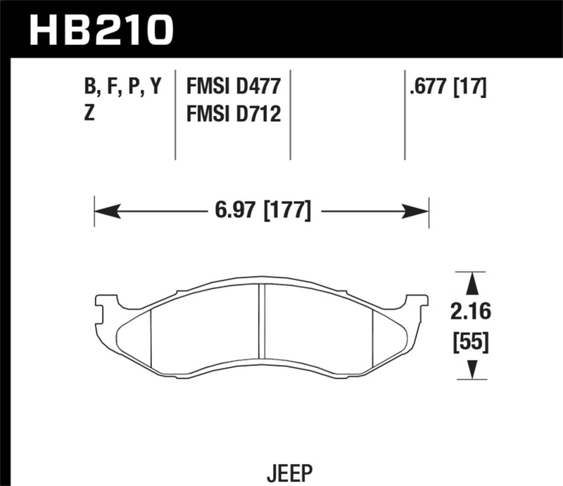 Hawk Performance HPS Brake Pads HB210F.677 Pads, Ferro-Carbon, HPS, Front, Jeep, Set