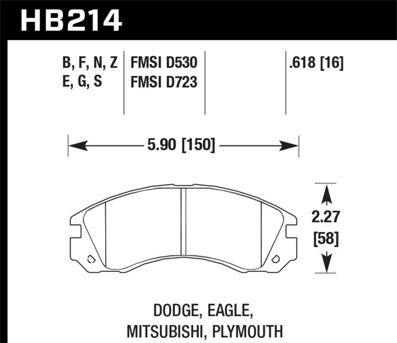 Hawk Performance HT 10 Racing Brake Pads HB214S.618 Pads, Ferro-Carbon, 10, Front, Eagle, Mitsubishi, Dodge, Plymouth, Passenger Car, SUV, Set thumbnail 3