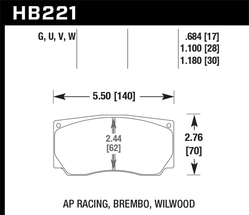 Hawk Performance Brake Pads HB221G1.10 DTC-60 Pads, Alcon AP Racing Brembo Wilwood