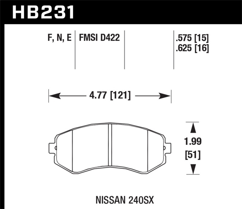 Hawk Performance Blue 9012 Racing Brake Pads HB231E.625 Pads, Ferro-Carbon, 9012, Front, for Nissan, 240SX, Set