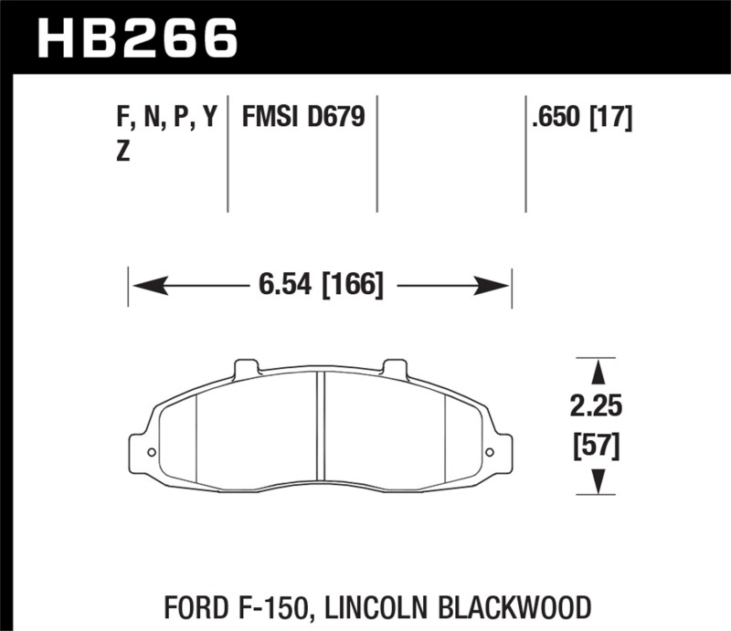 Hawk Performance SuperDuty Brake Pads HB266P.650 Pads, HP SuperDuty, Front, Ford, Lincoln, Set thumbnail 3