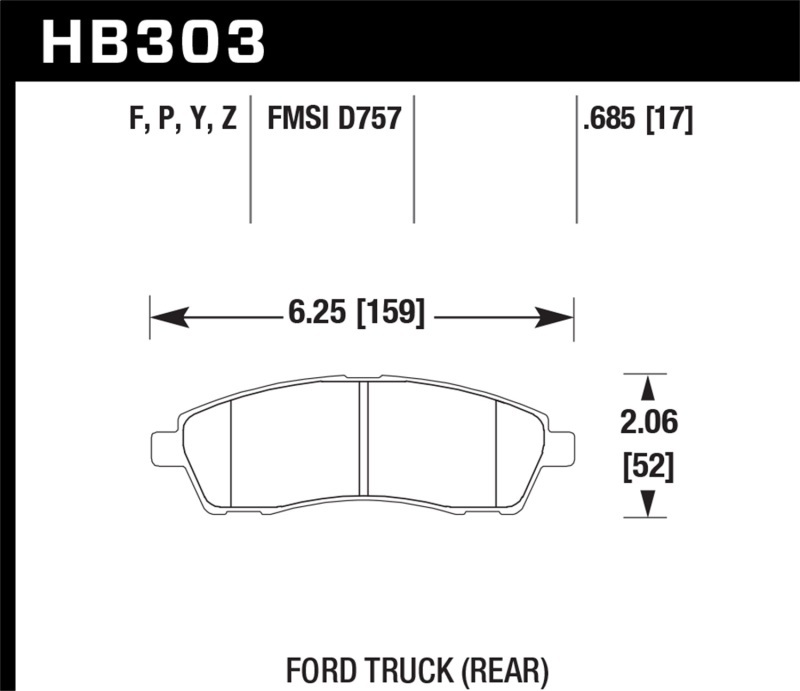 Hawk Performance Ceramic Brake Pads HB303Z.685 Pads, Ceramic, Ceramic, Rear, Ford, Set