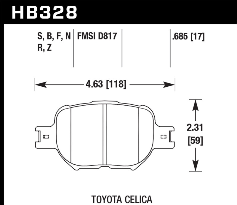 Hawk Performance Ceramic Brake Pads HB328Z.685 Pads, Ceramic, Front, Scion, Toyota, Set thumbnail 3