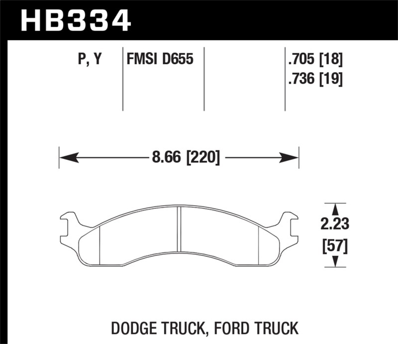 Hawk Performance LTS Brake Pads HB334Y.736 Pads, Ferro-Carbon, LTS, Front, Dodge, Ford, Pickup, Van, Set