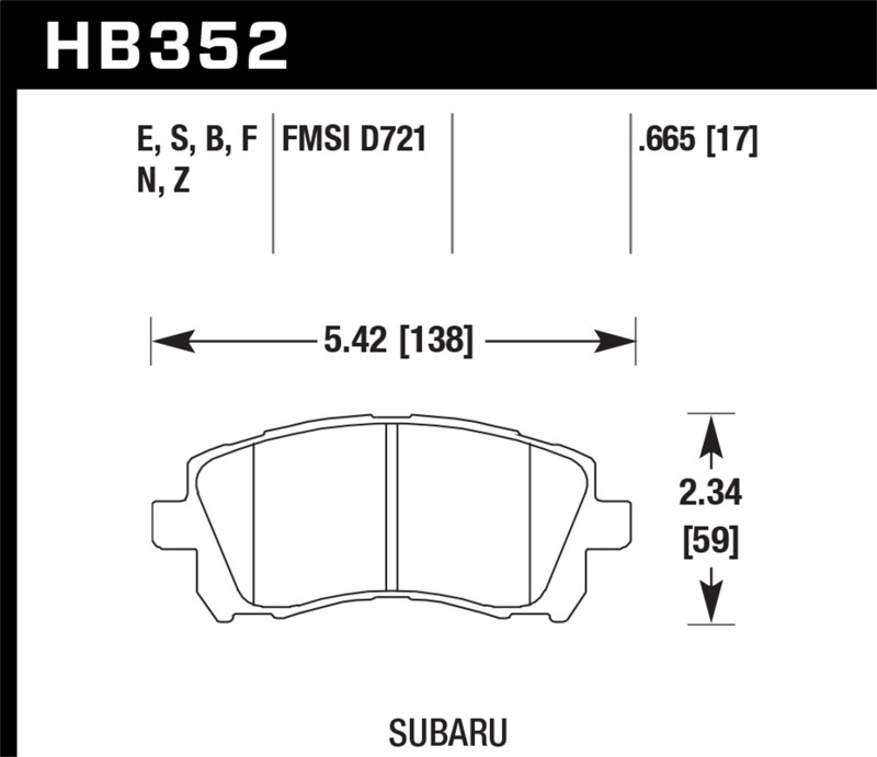 Hawk Performance Blue 9012 Racing Brake Pads HB352E.665 Pads, Ferro-Carbon, 9012, Front, Subaru, Toyota, Set